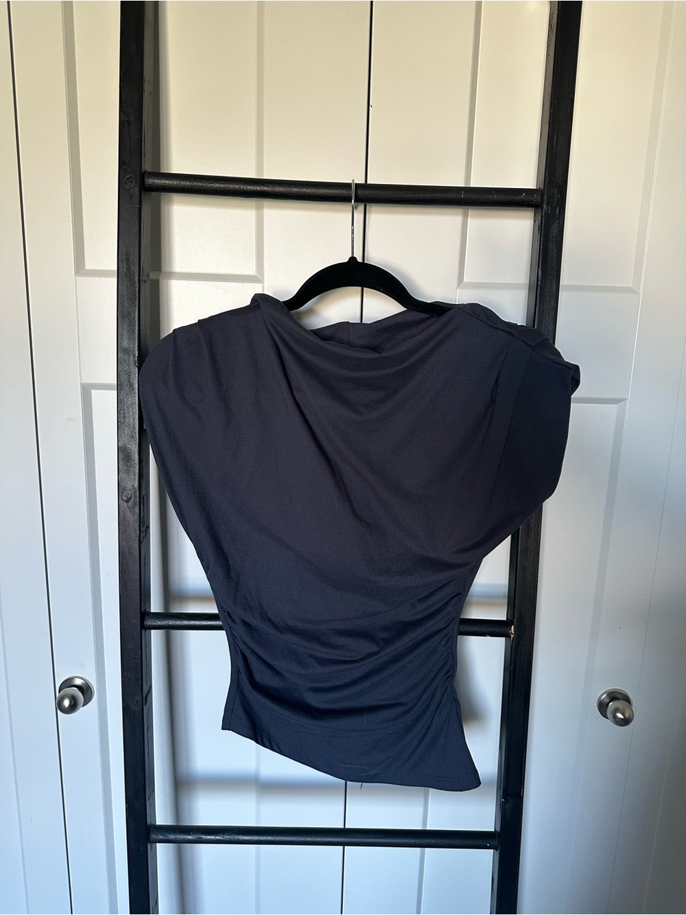 H&M Black Draped Short Sleeve Tee